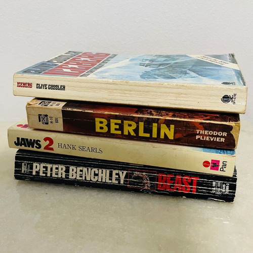 English thriller and adventure books used, set of 4 pocket editions