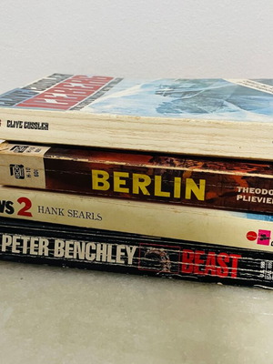 English thriller and adventure books used, set of 4 pocket editions