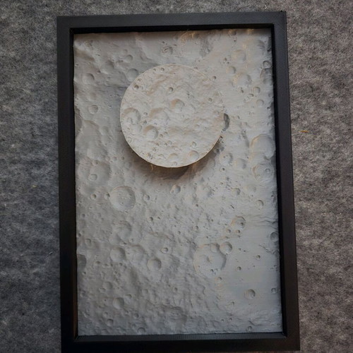 3D Printed Moon Landscape Frame with LED Light and USB Power like new