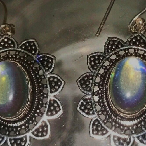 Handmade Large Dangle Earrings from Ioannina in 925 Sterling Silver with Moonstone new