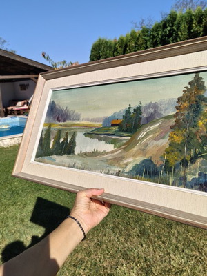 Vintage Scandinavian original oil painting on canvas