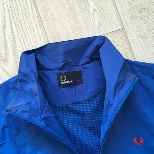 Fred Perry men's windbreaker jacket used, size L, bomber style, blue