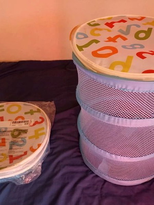 IKEA Kid Laundry Mesh Basket with Lid, Blue, new