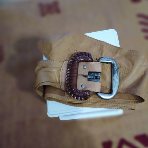 Women’s suede belt used, light brown, brand Bettina