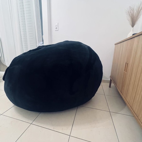 XL Velvet Bean Bag Black 120x80 cm like new
