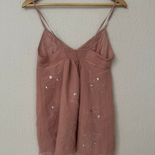 Babydoll top Abercrombie & Fitch silk with sequins like new, size L