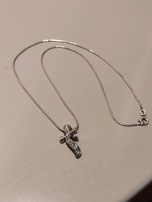 Modern cross like new stainless steel with 40cm chain