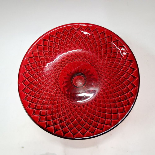 Vintage Ruby Red Glass Fruit Bowl 20 cm, like new