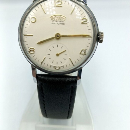 Technos mechanical wristwatch like new unisex, black and white
