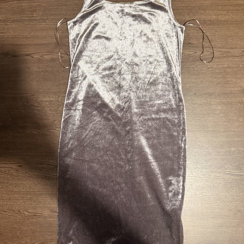 Zara Trafaluc silver velvet maxi dress, size M
