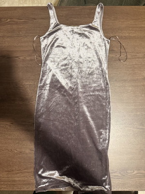Zara Trafaluc silver velvet maxi dress, size M