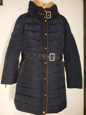 Zara women's long jacket with belts size XL-XXL like new, blue