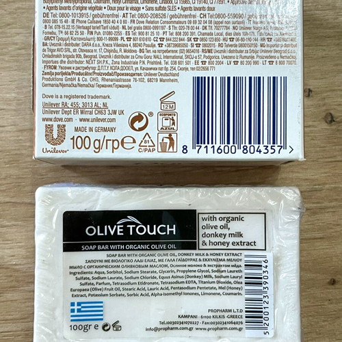 Dove Shea Butter soap, Olive Touch organic soap, 2 handmade aromatic soaps