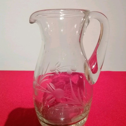 Crystal pitcher vintage small with engraved ears of wheat, like new