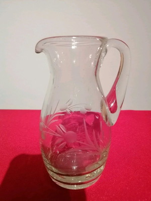 Crystal pitcher vintage small with engraved ears of wheat, like new