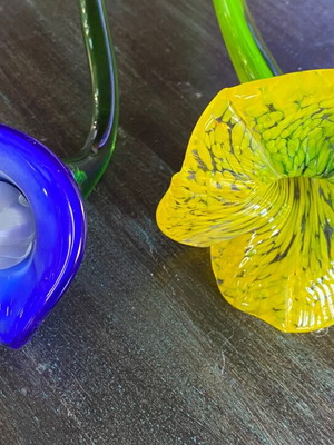 Handmade Egermann crystal flowers vintage pair like new