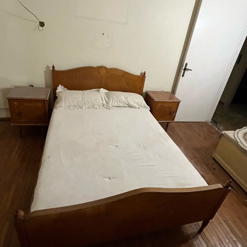 Vintage bedroom set used with bed, 2 nightstands and boudoir