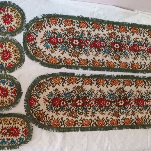 Set of 5 antique embroidery pieces used, high detail