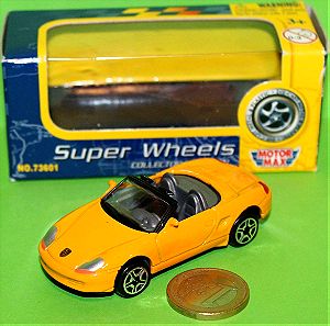 Motor Max Super Wheels (Made in China) Porsche Boxster Μεταλλική Μινιατούρα Κλίμακα 1:60? Καινούργιο (Έχει ανοιχτεί για φωτογράφιση) --Τιμή 3 ευρώ--