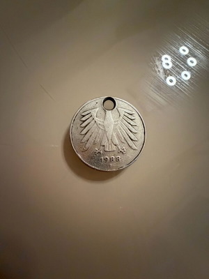German 5 Mark Coin 1988 like new, pendant or keychain