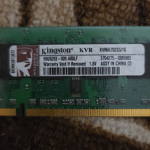 Kingston DDR2 SO-DIMM KVR667D2S5/1G 1GB 200pin RAM used, 2 pieces