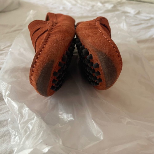 Hugs & Co men's castor moccasins used, UK size 9, orange