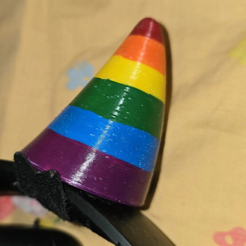 3D Printed Rainbow Headphone Horns used