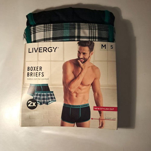Livergy men's boxer briefs set of 2, size M, new, multicolor