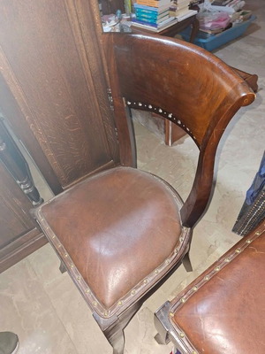 Dining chairs set of 4 solid wood with fabric and leather like new