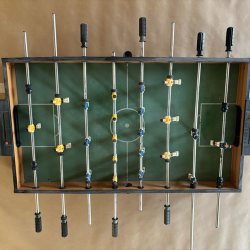 Wooden foosball table 106x60 cm, blue and yellow
