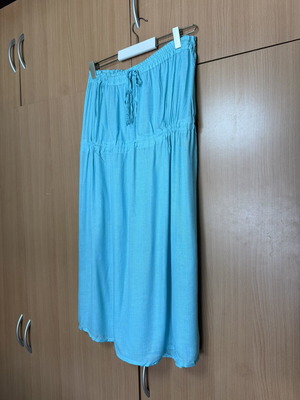 Beach dress like new, strapless, turquoise, 100% viscose