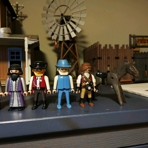 Playmobil used figure set with two horses Far West