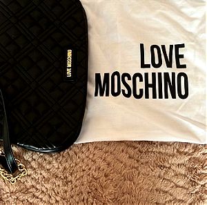 ΑΥΘΕΝΤΙΚΗ Love Moschino cross body bag μαύρη με χρυσές μεταλλικές λεπτομέρειες