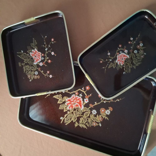 Vintage plastic tray set, made in Japan