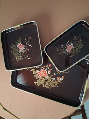 Vintage plastic tray set, made in Japan