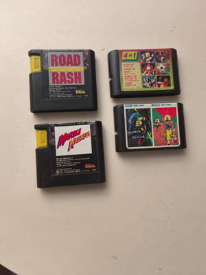 Sega Mega Drive Genesis game bundle used with Road Rash, Marble Madness, 4 in 1, Shadow Dancer
