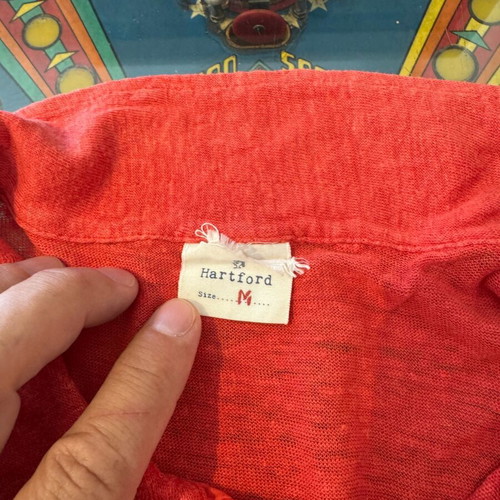 Hartford Linen Polo Shirt Size M Used Red Coral