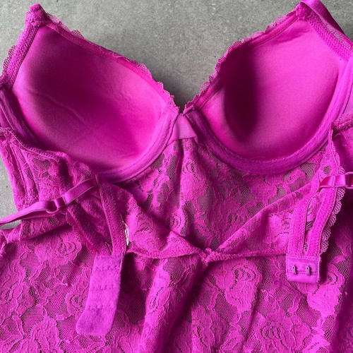 H&M women's negligee like new, short lace, pink and purple