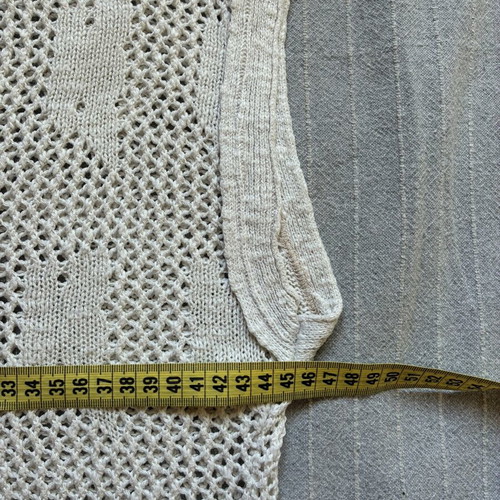 Vintage Off White Crochet Open Knit Vest Button Cardigan