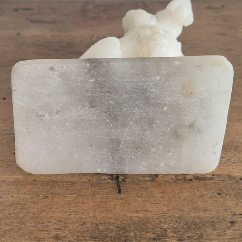 Grand Tour White Alabaster Seated Spaniel Bookends, original pair