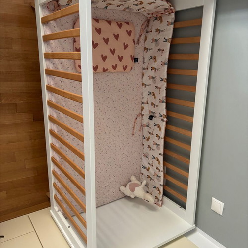 Swing baby cot and mattress like new, 70x140 cm, beech wood