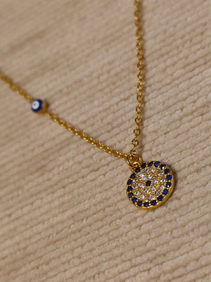 Evil Eye Necklace from Gold Steel with Zircon Stones new