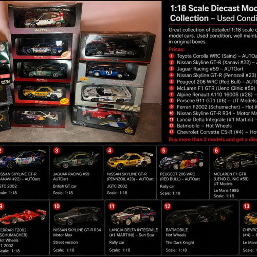 1:18 Diecast Model Car Collection, AUTOart, UT Models, Hot Wheels, Maisto