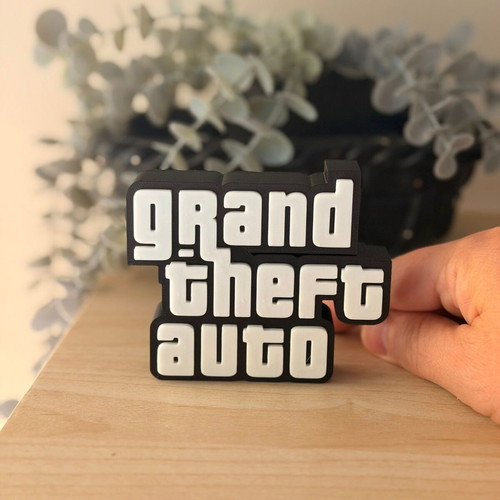 Grand Theft Auto Logo 3D Printed Desk Sign made to order