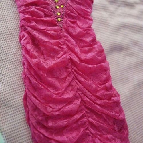 Short tight strapless dress with lace pink like new, size S