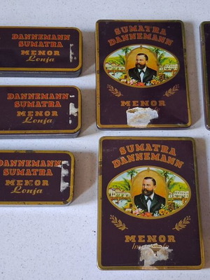 Σετ 7 vintage μεταλλικά κουτιά πούρων Dannemann Sumatra Menor