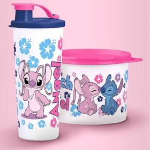 Tupperware Stitch and Angel sippy cup and container set