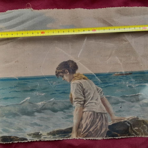 Oil painting on canvas used, woman by the sea 32x25cm