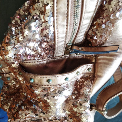 Backbag Tom&Eva backpack gold with gold sequins like new