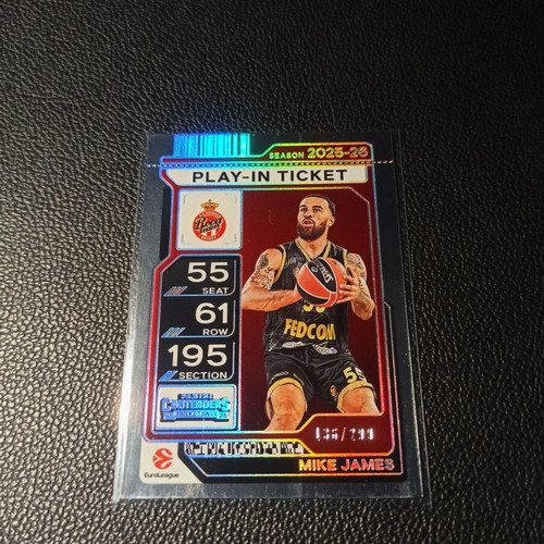 2025-2026 Panini Euroleague Contenders Play-In Ticket Mike James like new